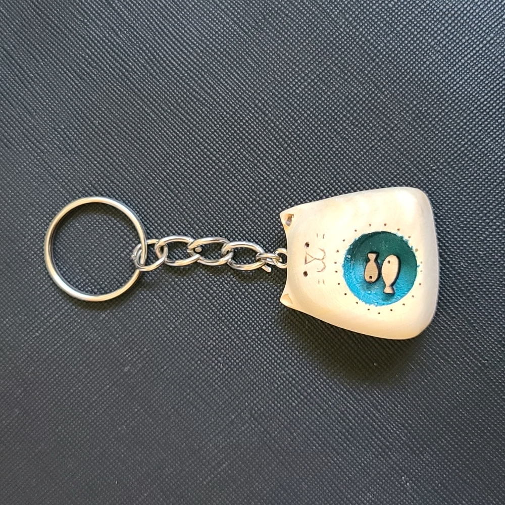 Very Cute Cat Key Chain wooded handmade for Cat lover